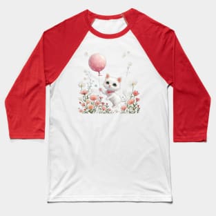 Kitten's Balloon Garden Baseball T-Shirt